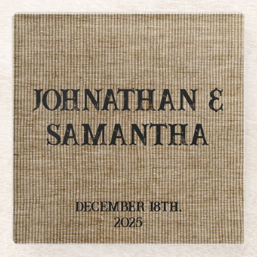 Personalisiertes Hochzeitspaziermuster Glasuntersetzer (Vorderseite)