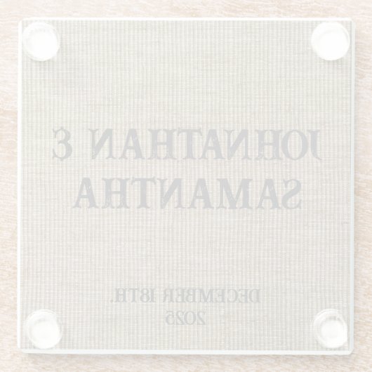 Personalisiertes Hochzeitspaziermuster Glasuntersetzer (Rückseite)