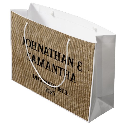 Personalisiertes Hochzeitspaziermuster Große Geschenktüte (Rückseite Schrägansicht)