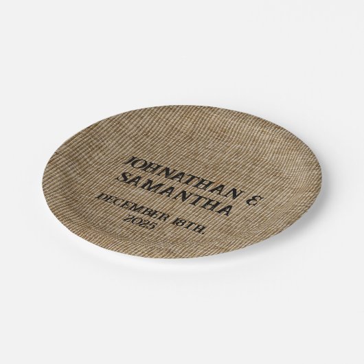 Personalisiertes Hochzeitspaziermuster Pappteller (Schrägansicht)