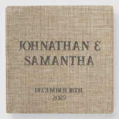Personalisiertes Hochzeitspaziermuster Steinuntersetzer (Vorderseite)
