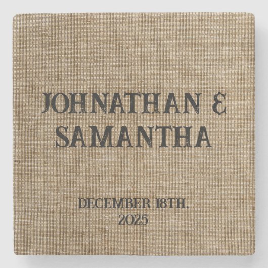 Personalisiertes Hochzeitspaziermuster Steinuntersetzer (Vorderseite)