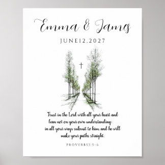 Personalisiertes Hochzeitsplakat Sprüche 3:5-6 Poster