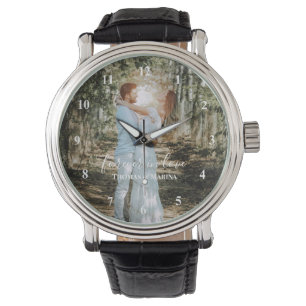 Personalisiertes Hochzeitsportrait Moderne Kalligr Armbanduhr