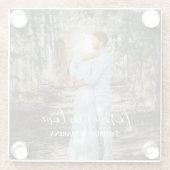 Personalisiertes Hochzeitsportrait Moderne Kalligr Glasuntersetzer (Rückseite)