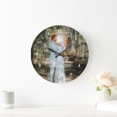 Personalisiertes Hochzeitsportrait Moderne Kalligr Große Wanduhr (Zuhause)