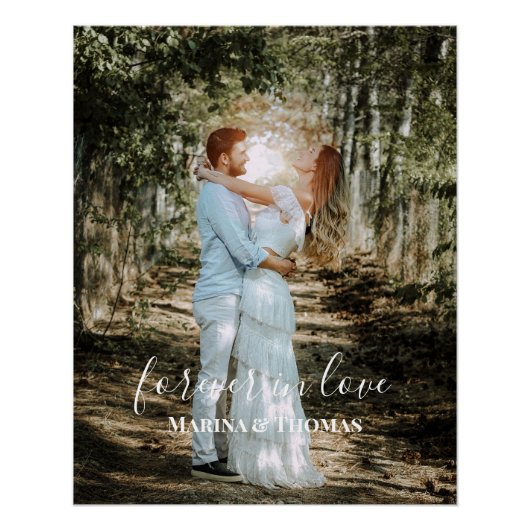 Personalisiertes Hochzeitsportrait Moderne Kalligr Poster (Vorderseite)