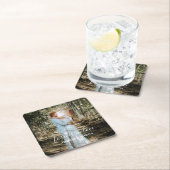 Personalisiertes Hochzeitsportrait Moderne Kalligr Rechteckiger Pappuntersetzer (Vor Ort)