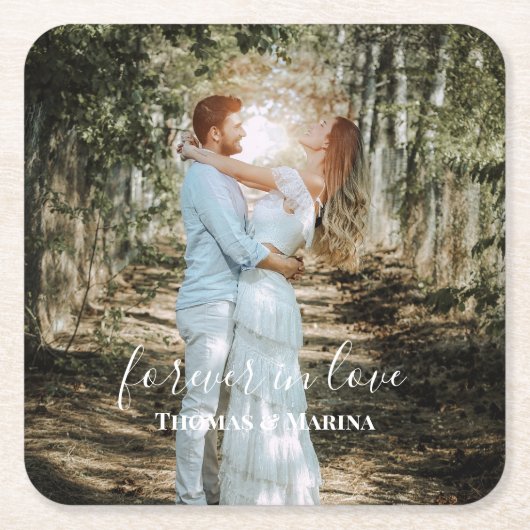 Personalisiertes Hochzeitsportrait Moderne Kalligr Rechteckiger Pappuntersetzer (Vorderseite)