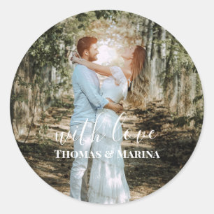 Personalisiertes Hochzeitsportrait Moderne Kalligr Runder Aufkleber