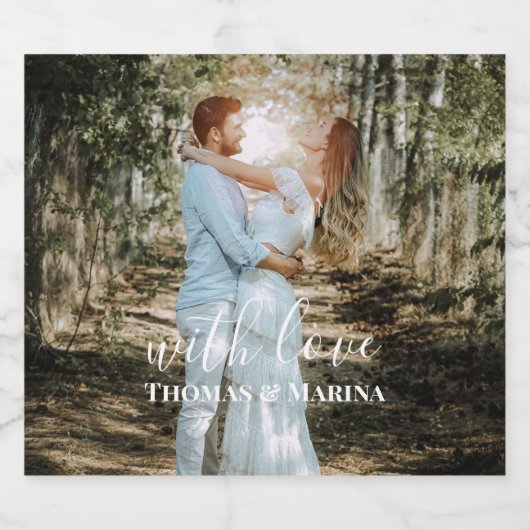 Personalisiertes Hochzeitsportrait Moderne Kalligr Schaumweinetikett (Einzelnes Label)