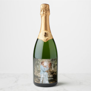Personalisiertes Hochzeitsportrait Moderne Kalligr Schaumweinetikett