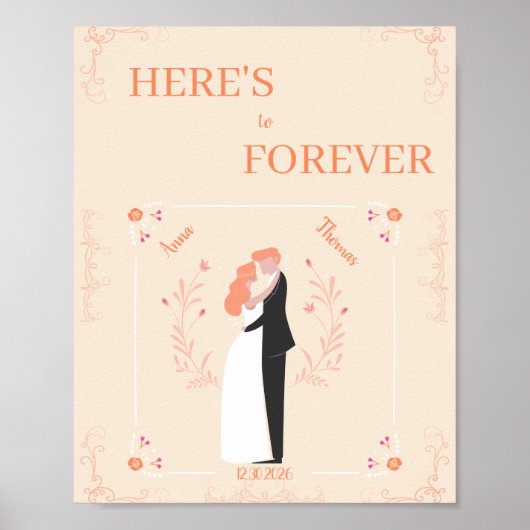 Personalisiertes Hochzeitsposter – Illustriertes P Poster (Vorne)