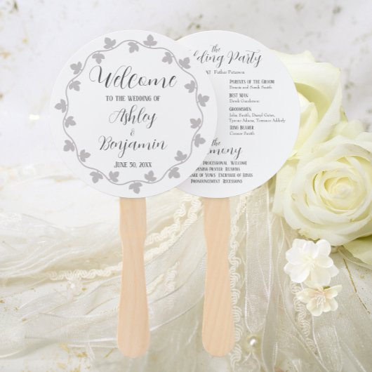 Personalisiertes Hochzeitsprogramm für Gray Ivy Wr Fächer