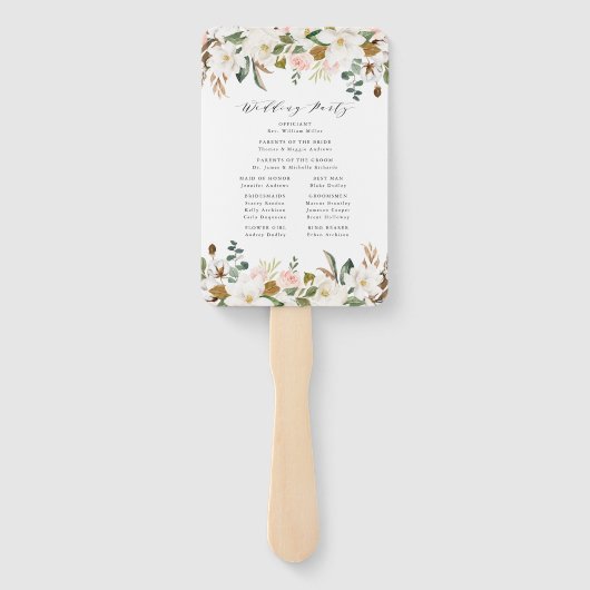 Personalisiertes Hochzeitsprogramm für Wasserfarbe Fächer (Rückseite)