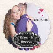 Personalisiertes Hochzeitssemble Foto Modernes Cha Untersetzer (Vorderseite)