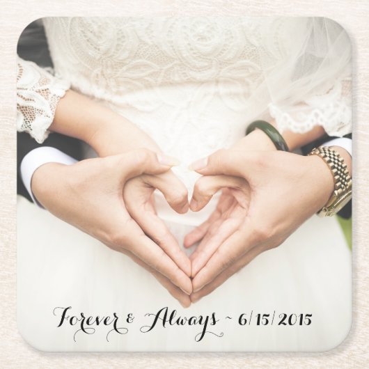 Personalisiertes Hochzeitssemble für immer und imm Rechteckiger Pappuntersetzer (Vorderseite)