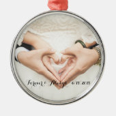 Personalisiertes Hochzeitssemble für immer und imm Silbernes Ornament (Vorne)