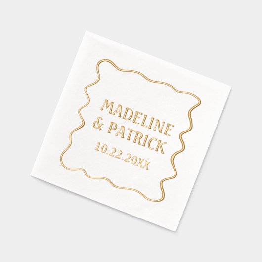 Personalisiertes Hochzeitssemble - Modernes Wavy B Servietten Mit Folie (Links)