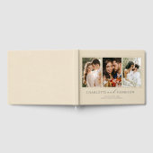 Personalisiertes Hochzeitsstich Foto Creme Imitate Gästebuch (Voll)