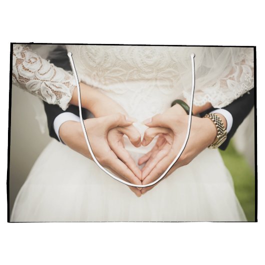 Personalisiertes Hochzeitsstichtal-Verlobung-Foto Große Geschenktüte (Rückseite)