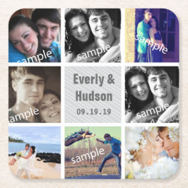 Personalisiertes Hochzeitsstift Foto Modernes Coll Rechteckiger Pappuntersetzer