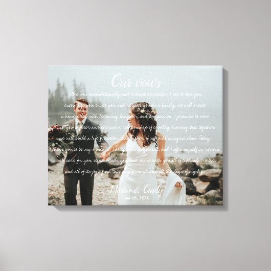 Personalisiertes Hochzeitsstift Foto & Vows Canvas Leinwanddruck (Vorderseite)