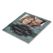 Personalisiertes Hochzeitsszenario mit blauer Blum Fliese (Seite)