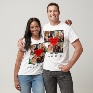 Personalisiertes Hochzeitstag 4 FotoCollage T-Shirt