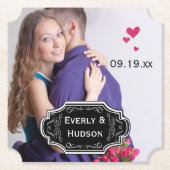 Personalisiertes Hochzeitstag Foto Moderner Tag Untersetzer (Vorderseite)