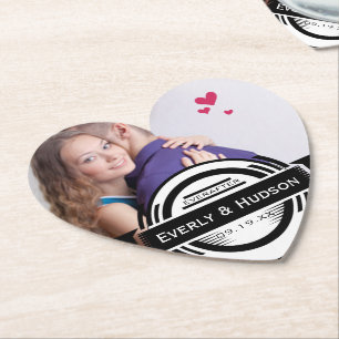 Personalisiertes Hochzeitstag Foto Moderner Tag Untersetzer