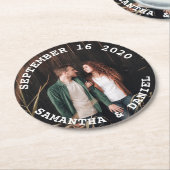 Personalisiertes Hochzeitstag und Foto Runder Pappuntersetzer (Angewinkelt)