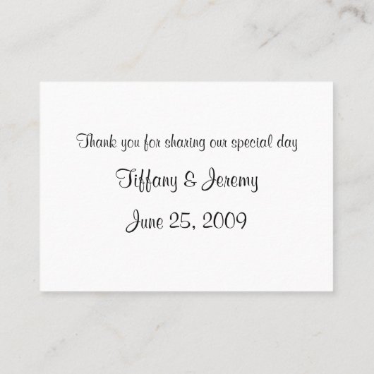 Personalisiertes Hochzeitstisch Foto Platzkarte (Rückseite)