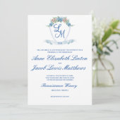 Personalisiertes HochzeitsWappen mit Hydrangea Einladung (Stehend Vorderseite)