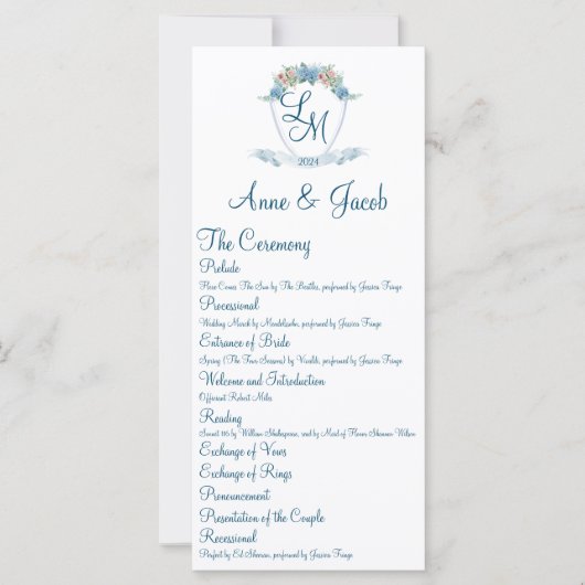 Personalisiertes HochzeitsWappen mit Hydrangeas (Vorderseite)