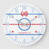 Personalisiertes Hockey-Rink-Diagramm Große Wanduhr (Vorderseite)
