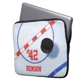 Personalisiertes Hockey-Spieler-Mitteleis u. Laptopschutzhülle (Vorderseite Links)