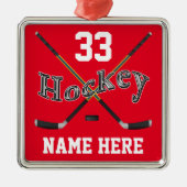 PERSONALISIERTES Hockey verziert Ihren Namen und Silbernes Ornament (Vorne)