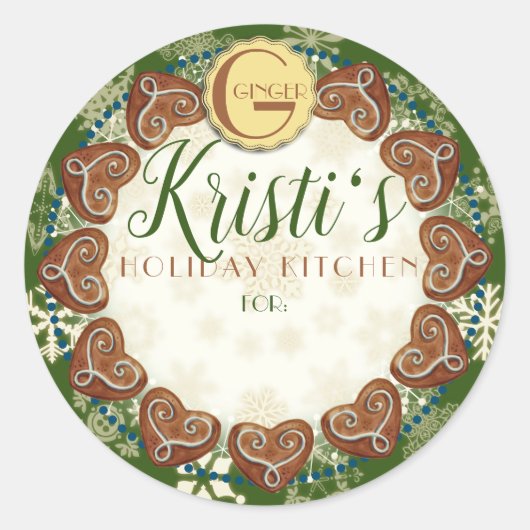 Personalisiertes Holiday Baking Lebkuchen Runder Aufkleber (Vorderseite)