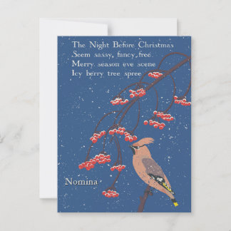Personalisiertes Holiday Gedicht Illustriert Waxwi Postkarte