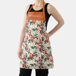Personalisiertes Holly-Beeren-Muster Schürze