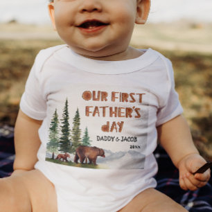 Personalisiertes Holz 1. Vatertag Baby Strampler