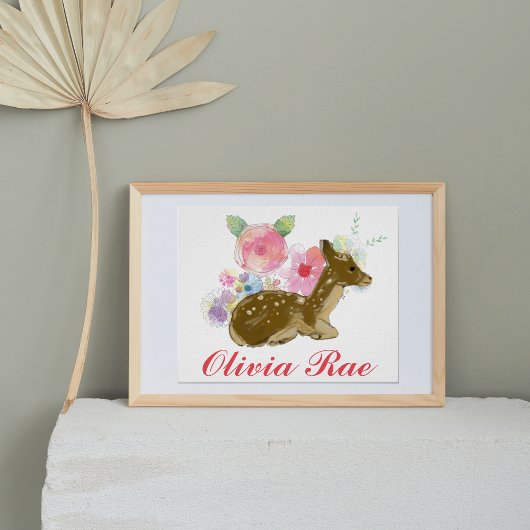 Personalisiertes Holz Blumendekor Kinderzimmer Poster