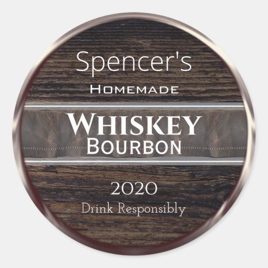 personalisiertes Holz, Metall und Leder Runder Aufkleber (Vorderseite)
