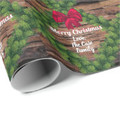 Personalisiertes Holz und Garland Weihnachten Geschenkpapier (Rolleneckpunkt)