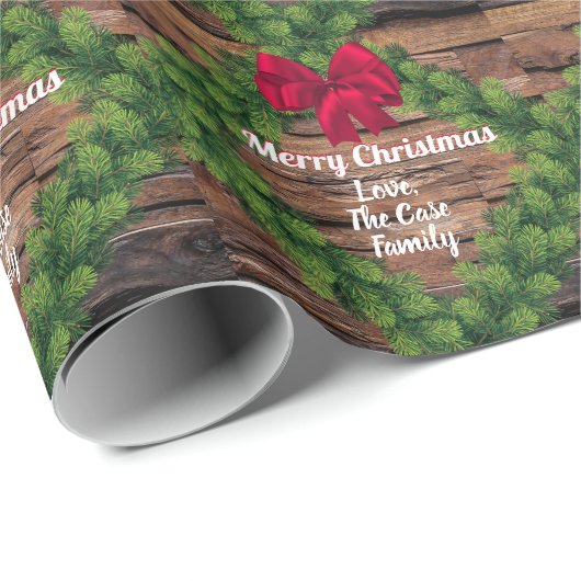 Personalisiertes Holz und Garland Weihnachten Geschenkpapier (Rolleneckpunkt)