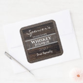 Personalisiertes Holz und Leder Quadratischer Aufkleber (Umschlag)