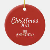 Personalisiertes Holz Weihnachtsgeschenk Keramik O Ornament (Hinten)