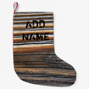Personalisiertes Holzmaserungsmuster Kleiner Weihnachtsstrumpf