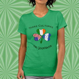 Personalisiertes Honduras Irland USA Shamrock Dame T-Shirt